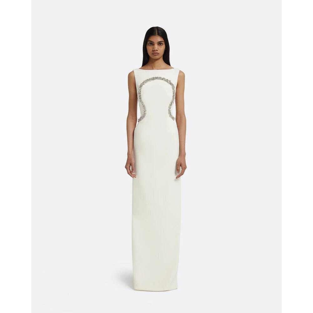 NEW SAFIYAA riley boatneck gown in ivory